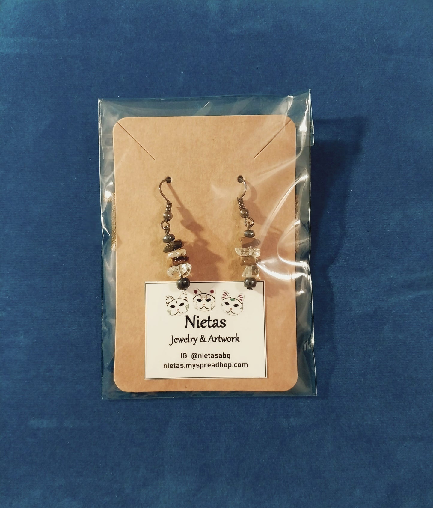 Clear Quartz and Tiger's Eye Earrings