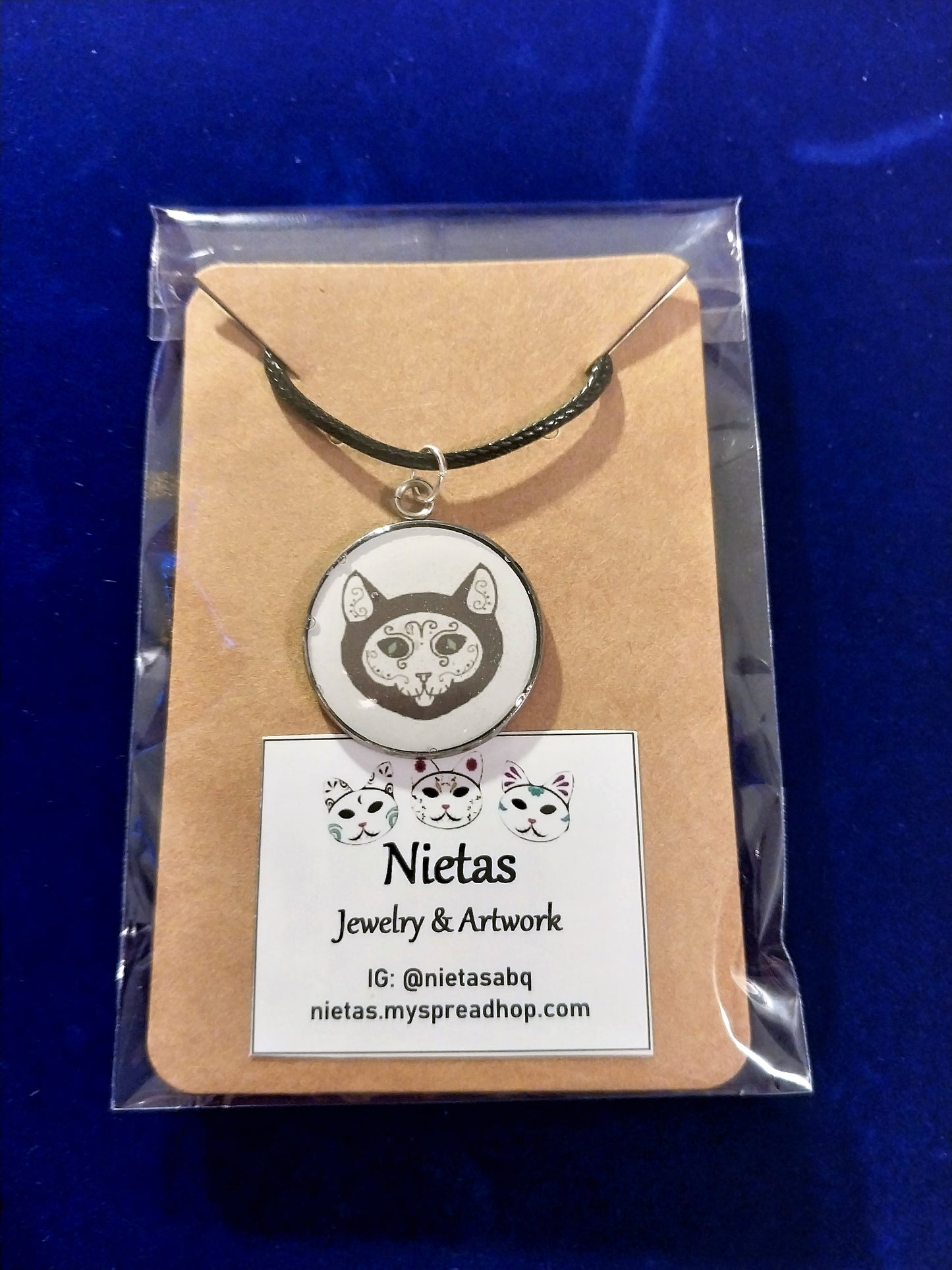 Dia De Los Muertos Cat Digital Art Necklace