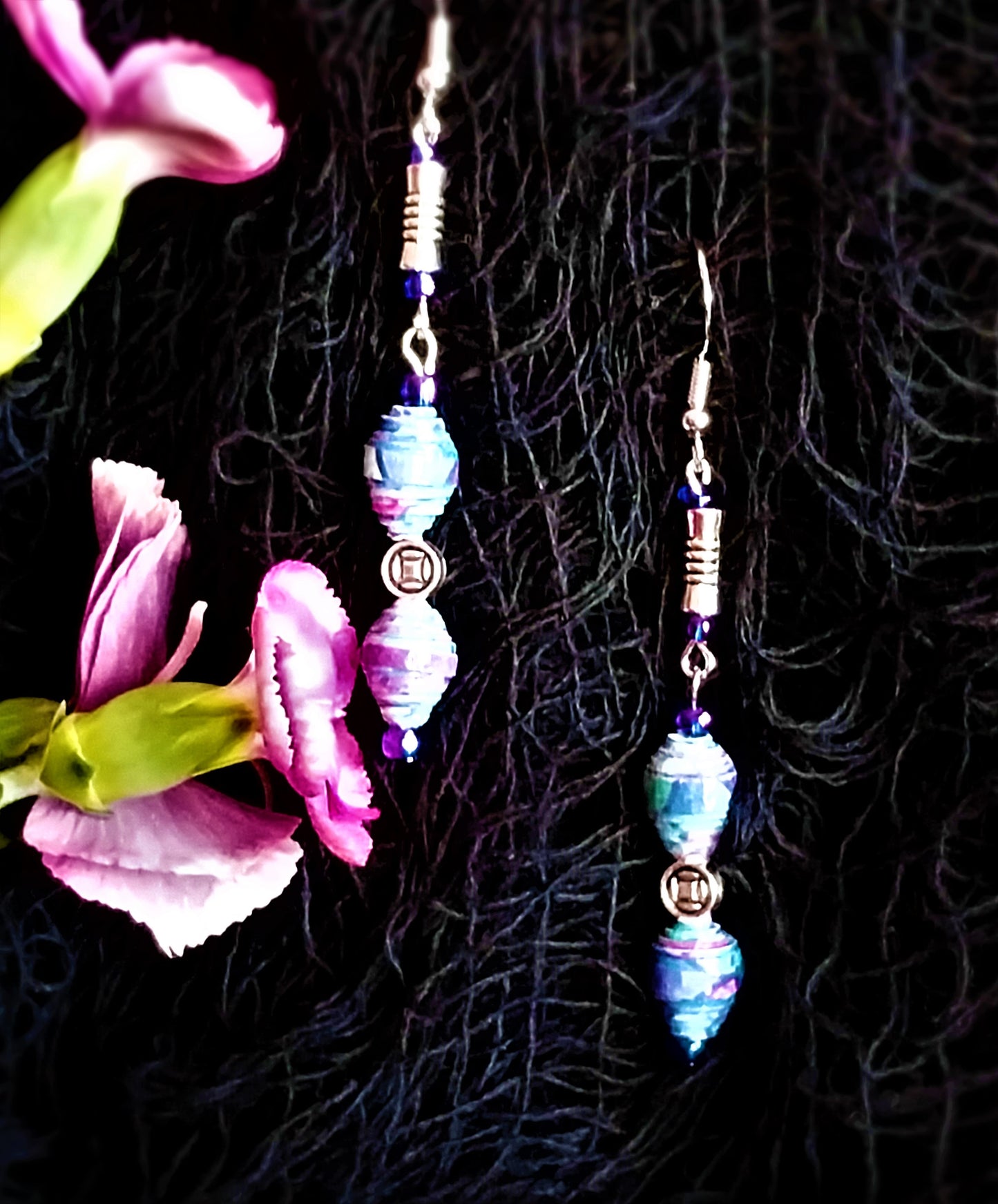 Colorful Handmade Paper Bead Earrings