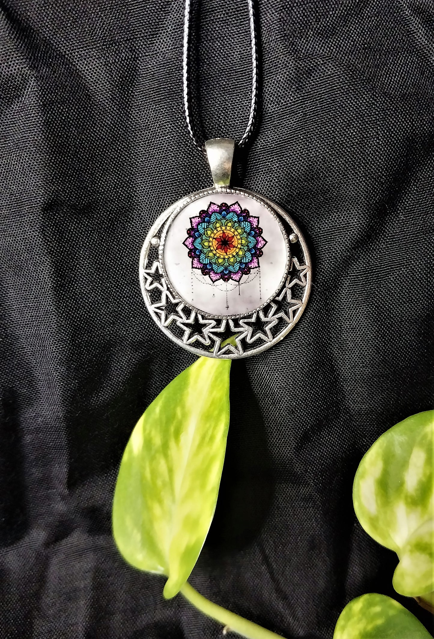 Intricate Rainbow Mandala Necklace