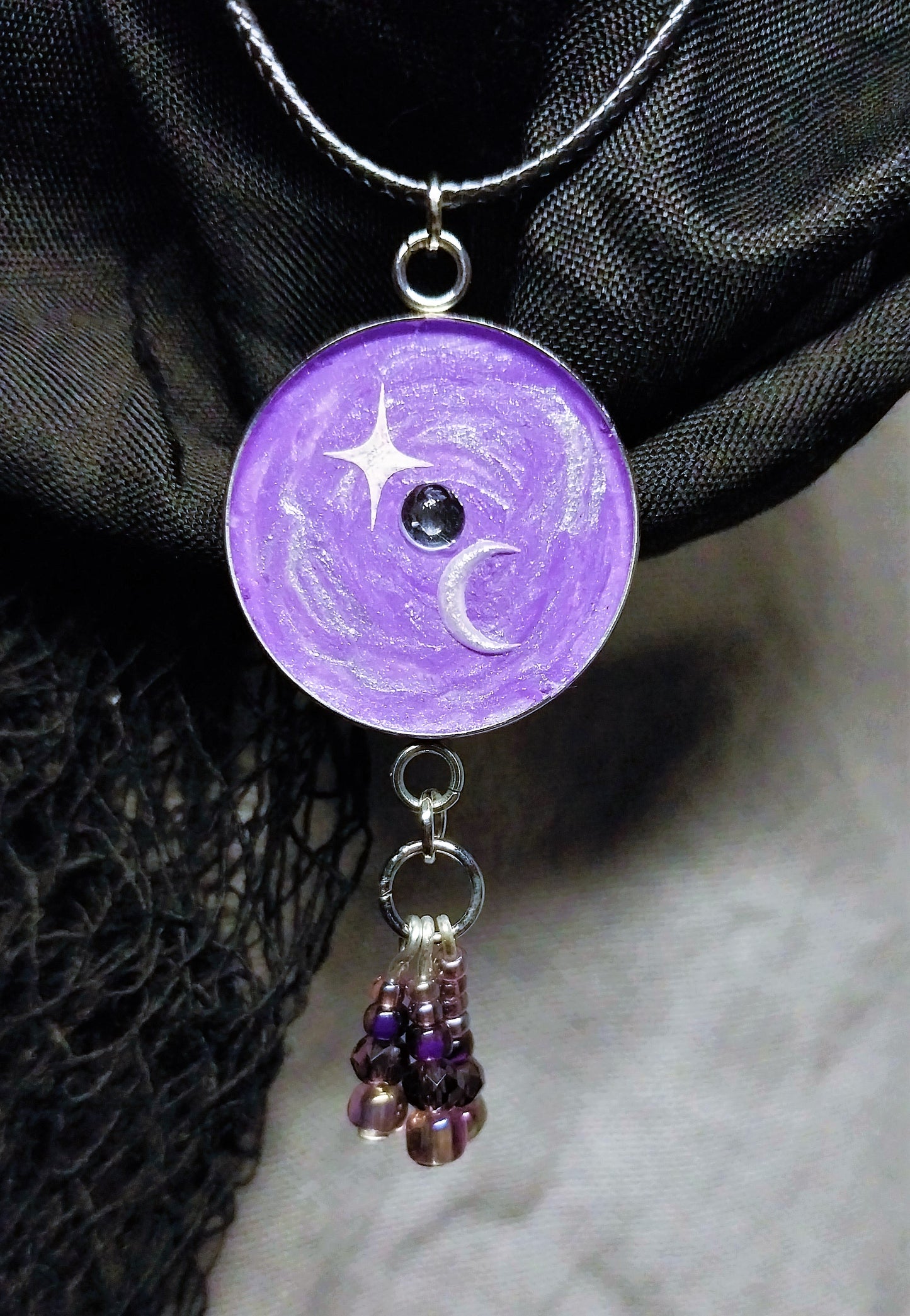 Hand-painted Star and Moon Necklace