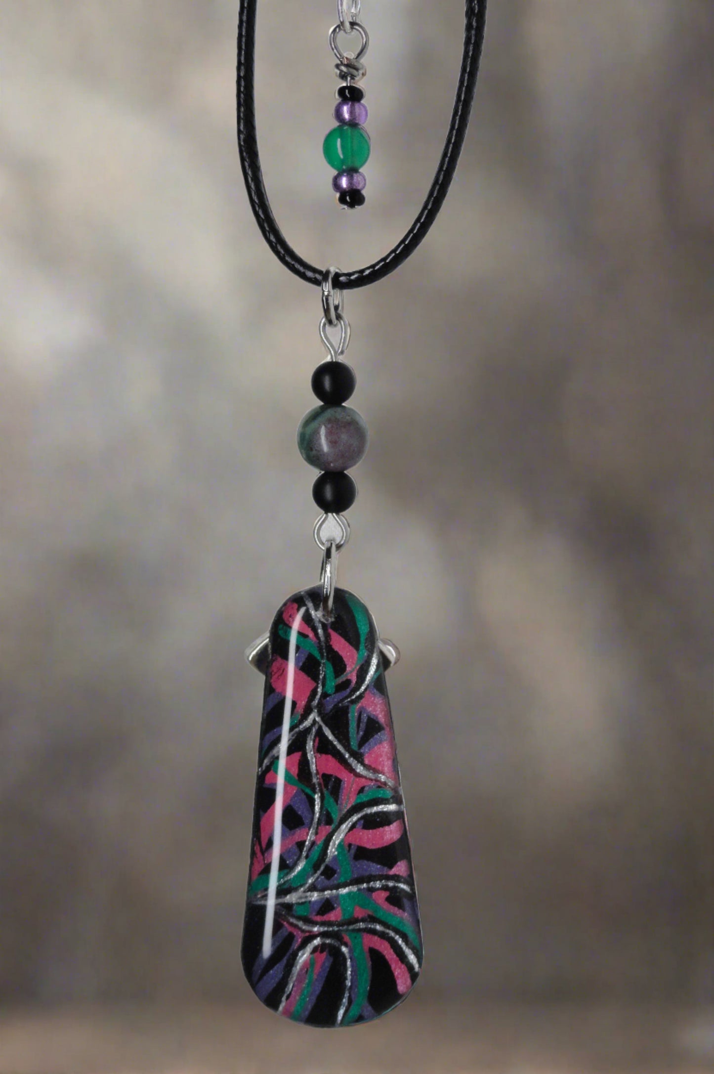 Hand-painted Evil Eye Necklace Infused With Selenite Crystal