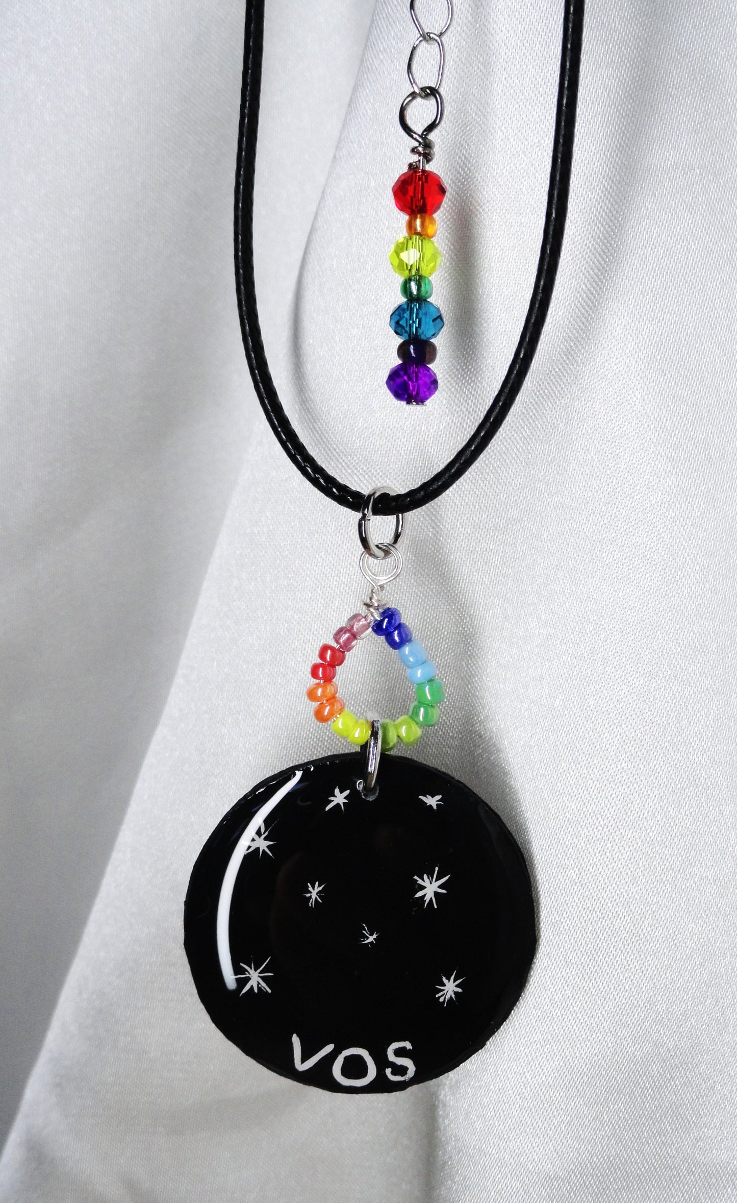 Hand-painted Drippy Rainbow Mushroom Necklace