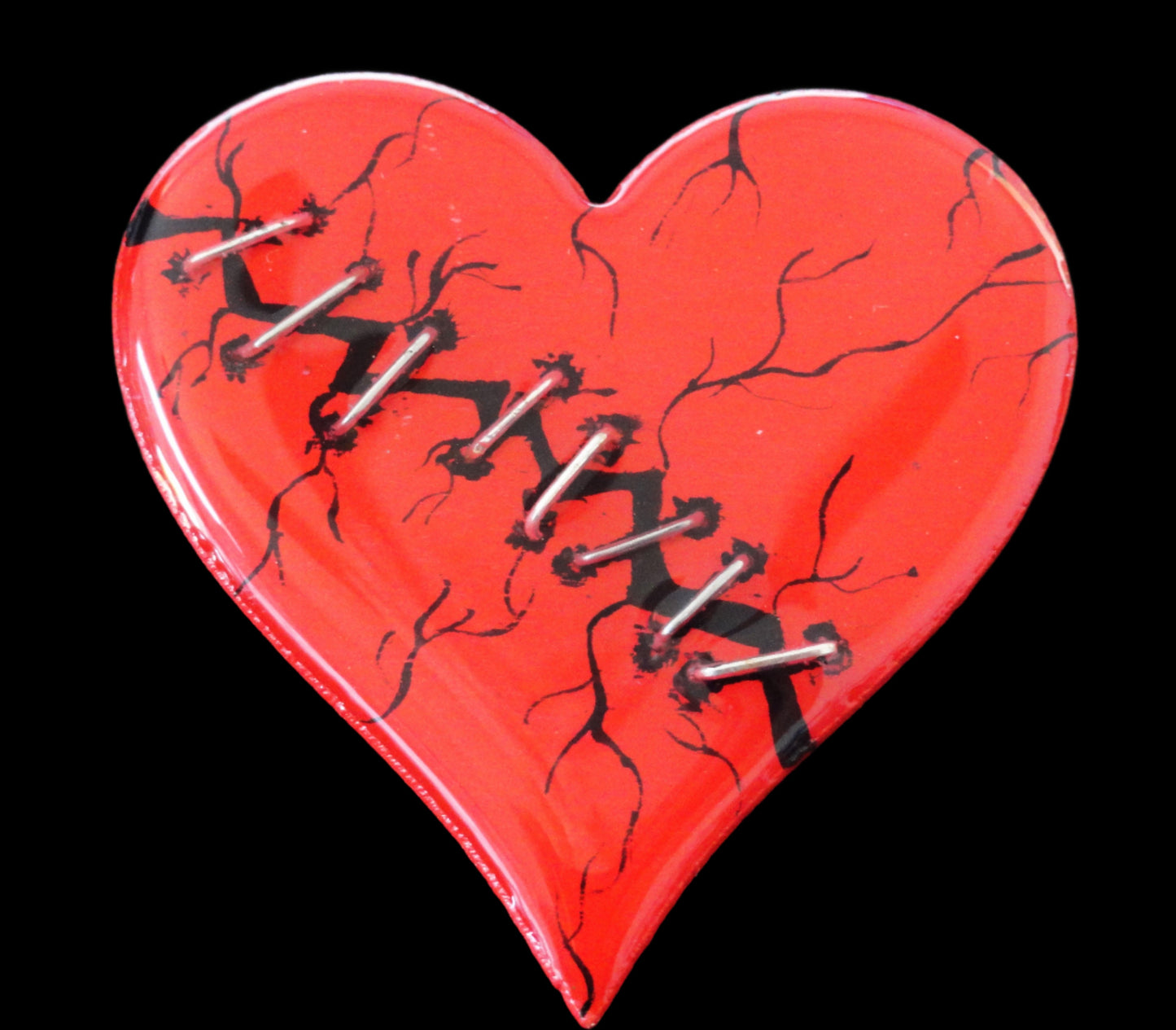 Hand-painted Wood and Resin Broken Heart Magnets In Multiple Colors