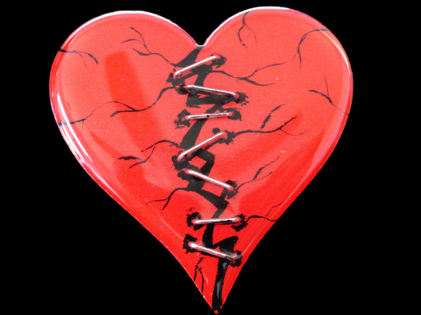 Hand-painted Wood and Resin Broken Heart Magnets In Multiple Colors