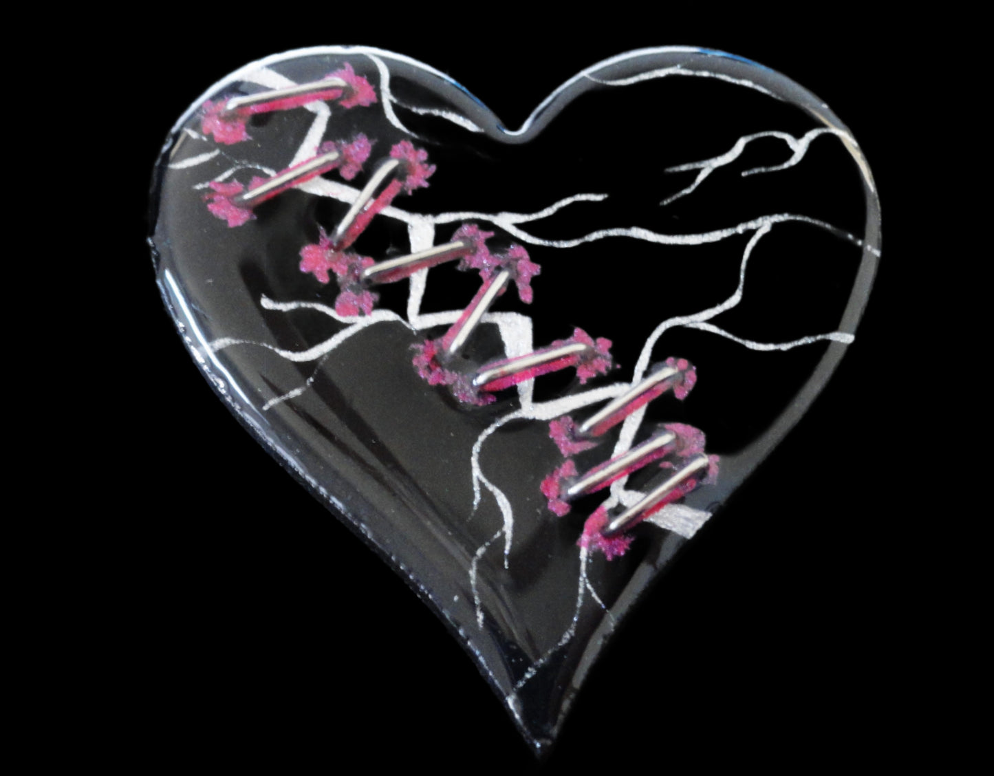 Hand-painted Wood and Resin Broken Heart Magnets In Multiple Colors