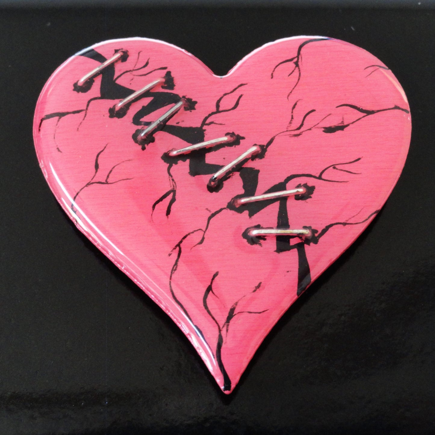 Hand-painted Wood and Resin Broken Heart Magnets In Multiple Colors