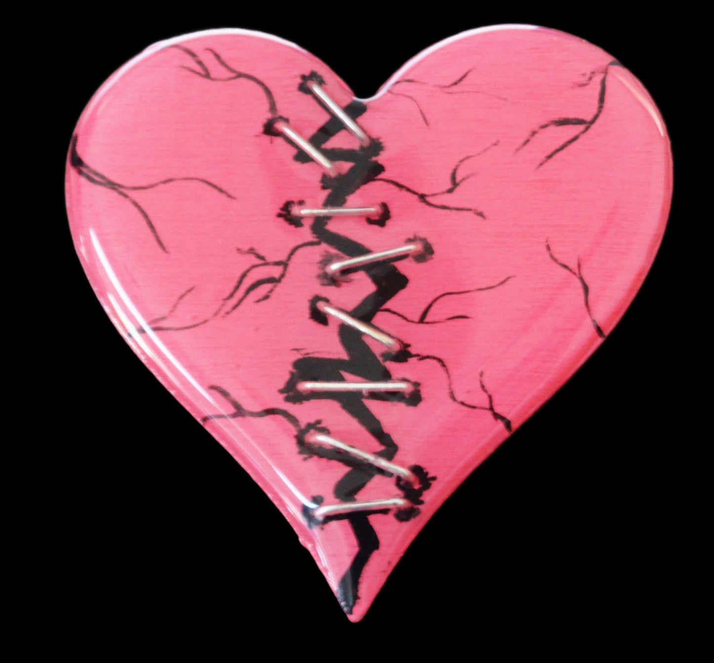 Hand-painted Wood and Resin Broken Heart Magnets In Multiple Colors
