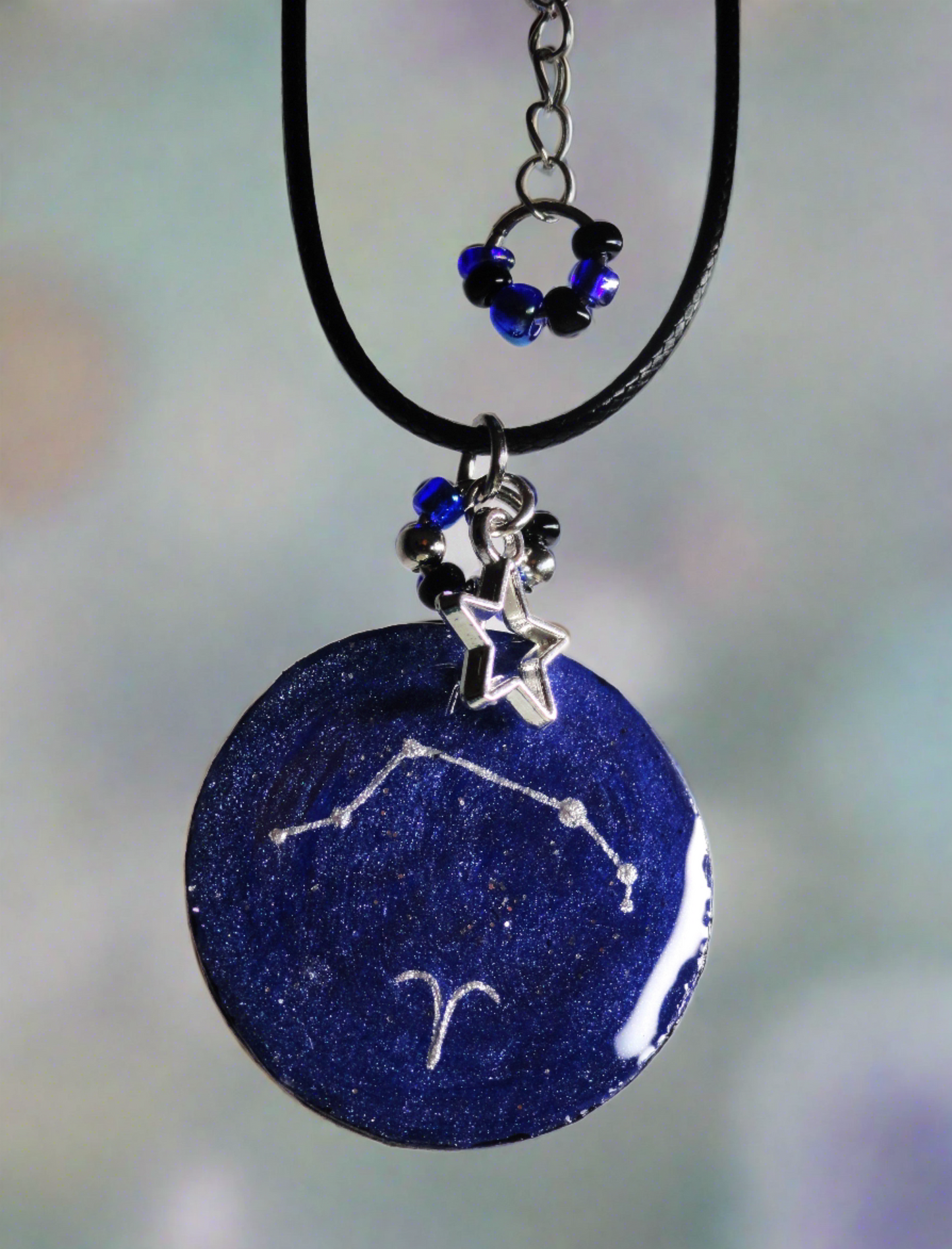 Hand-painted Aries Astrological Star Necklace