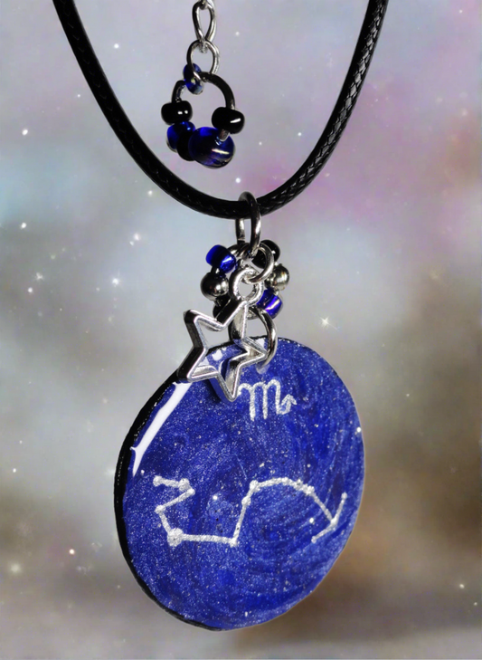 Hand-painted Scorpio Astrological Star Necklace