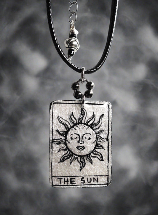 Hand-painted The Sun Tarot Card Necklace