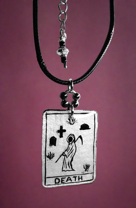 Hand-painted Death Tarot Card Necklace
