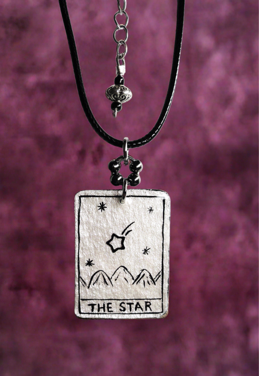 Hand-painted The Star Tarot Card Necklace