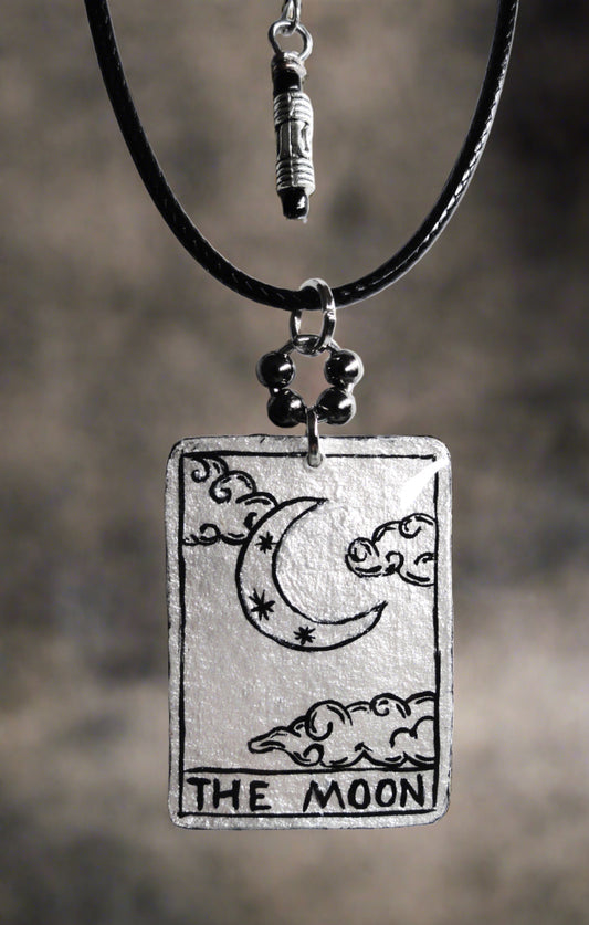 Hand-painted The Moon Tarot Card Necklace