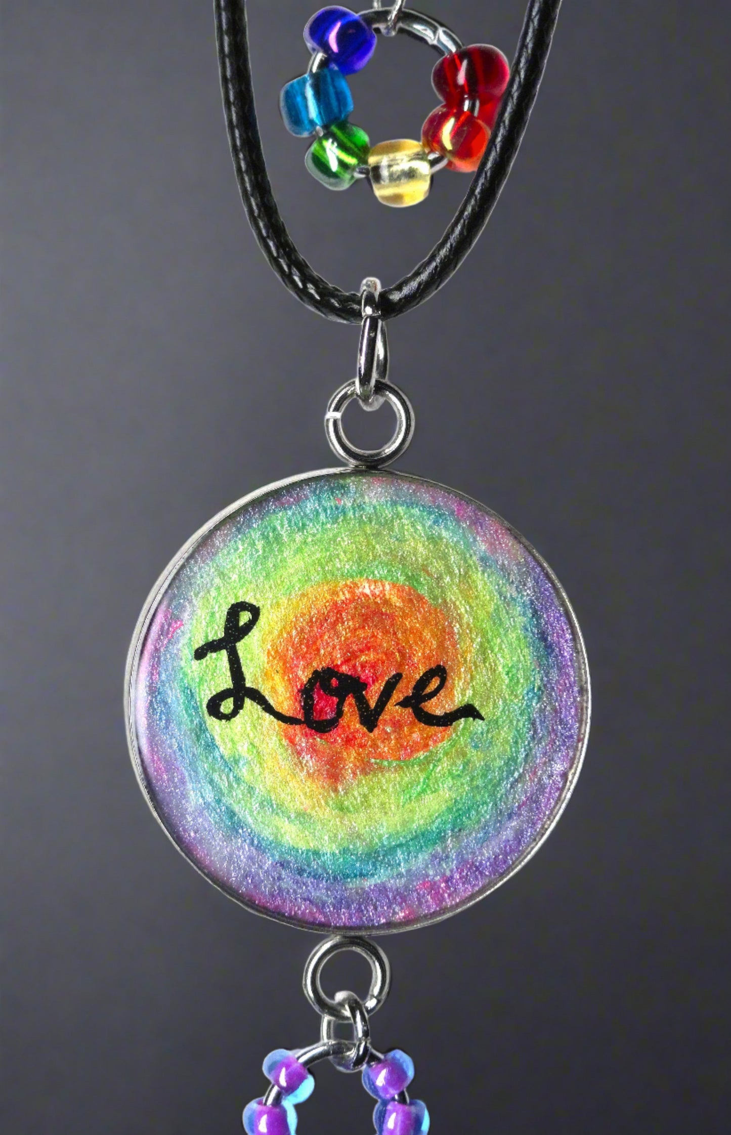 Hand-painted Rainbow Love Necklace