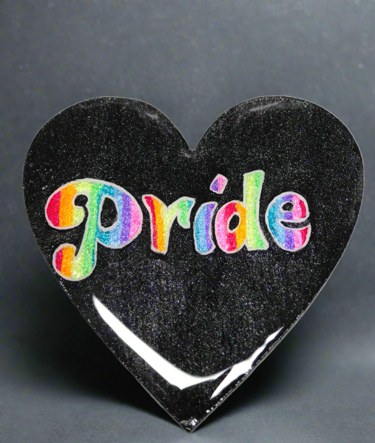 Hand-painted Wood and Resin Pride Heart Magnet