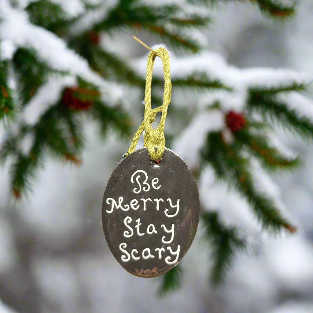 Hand-painted Be Merry Ghost Christmas Ornament