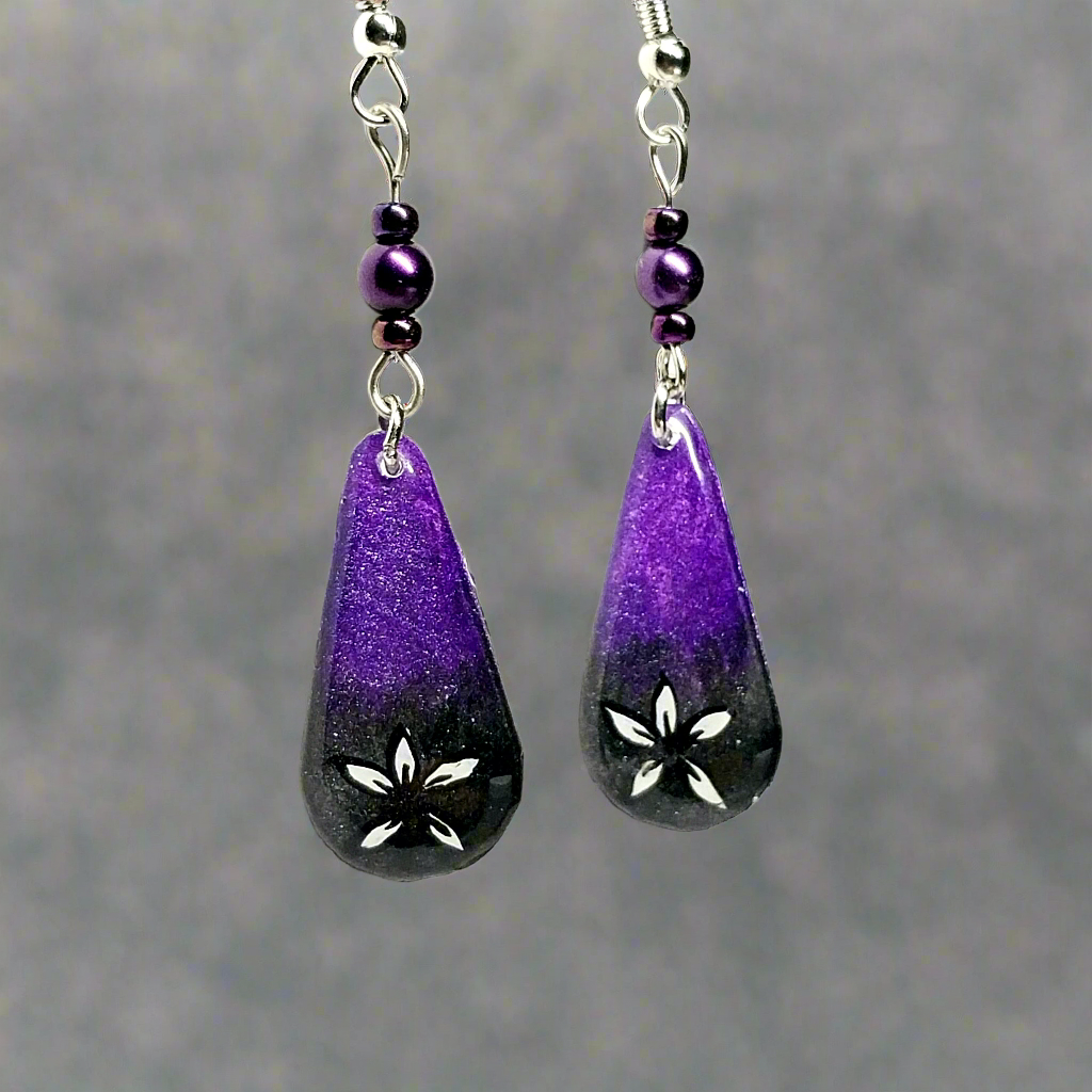 Night Sky Haunt Hand-painted Ghost Earrings With Glass Beads