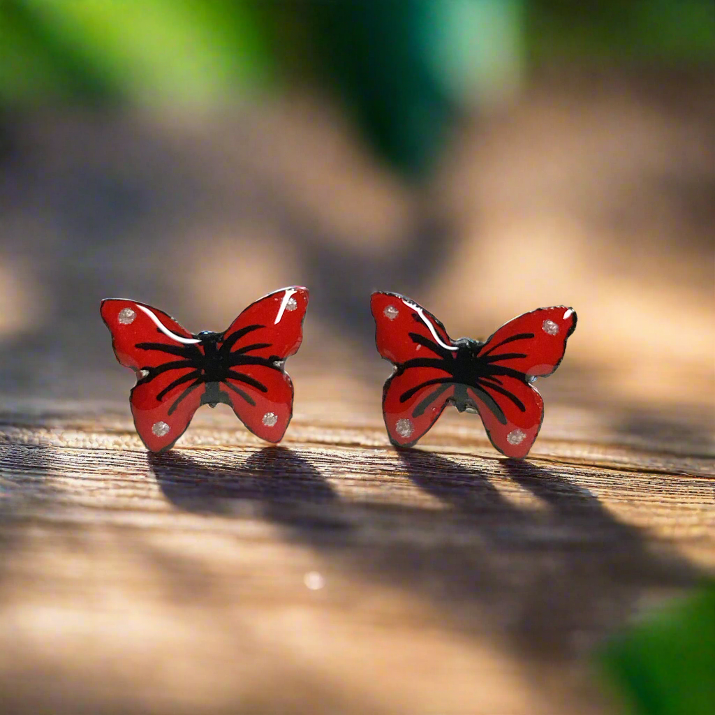 Red Butterfly Stud Earrings