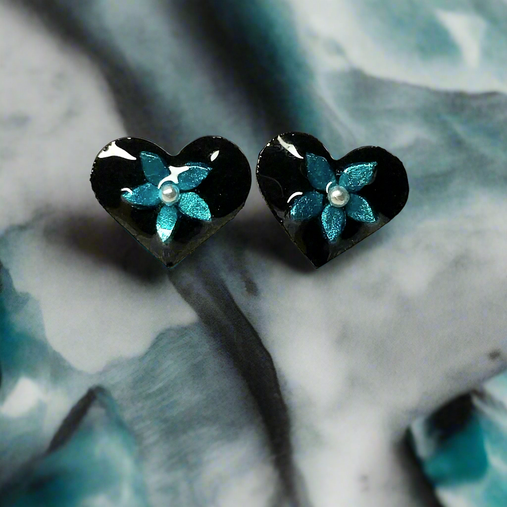 Flower Heart Stud Earrings