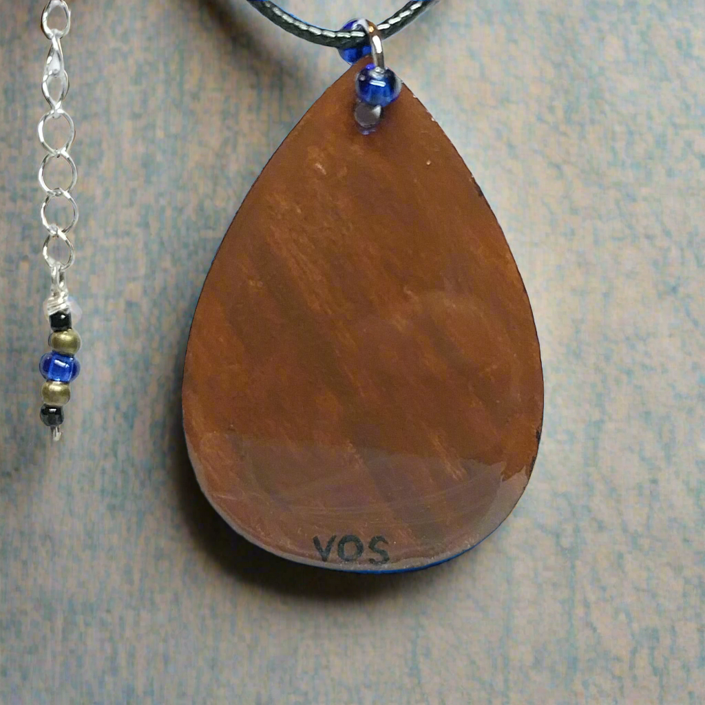 Hand-painted Third-Eye Chakra Necklace Infused With Selenite Crystal