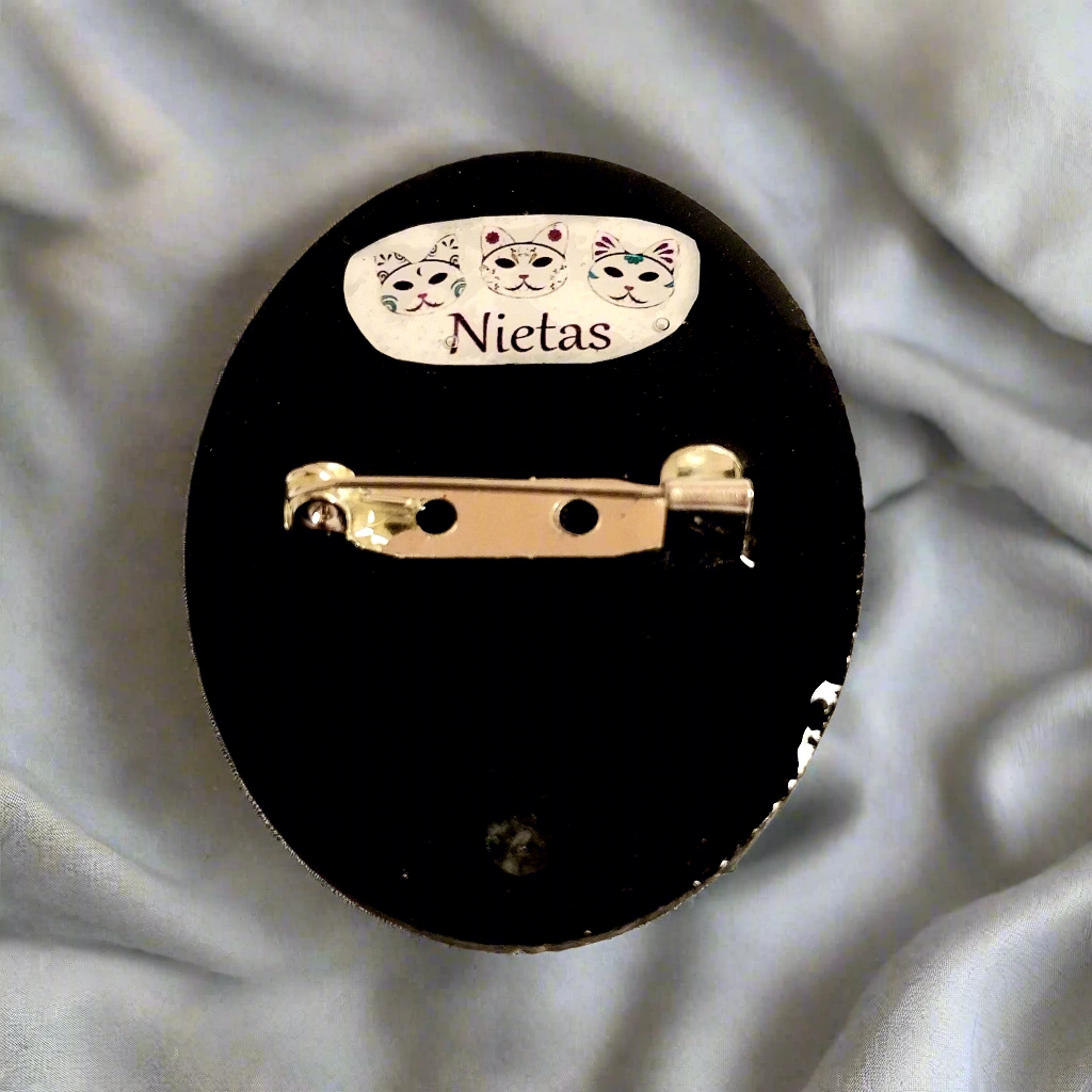 Muertos Skull Cat Brooch Pin