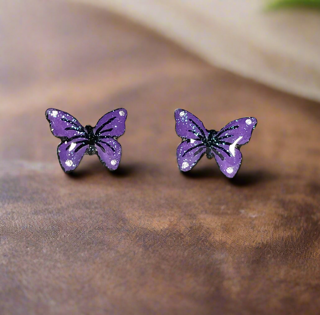 Purple Butterfly Stud Earrings