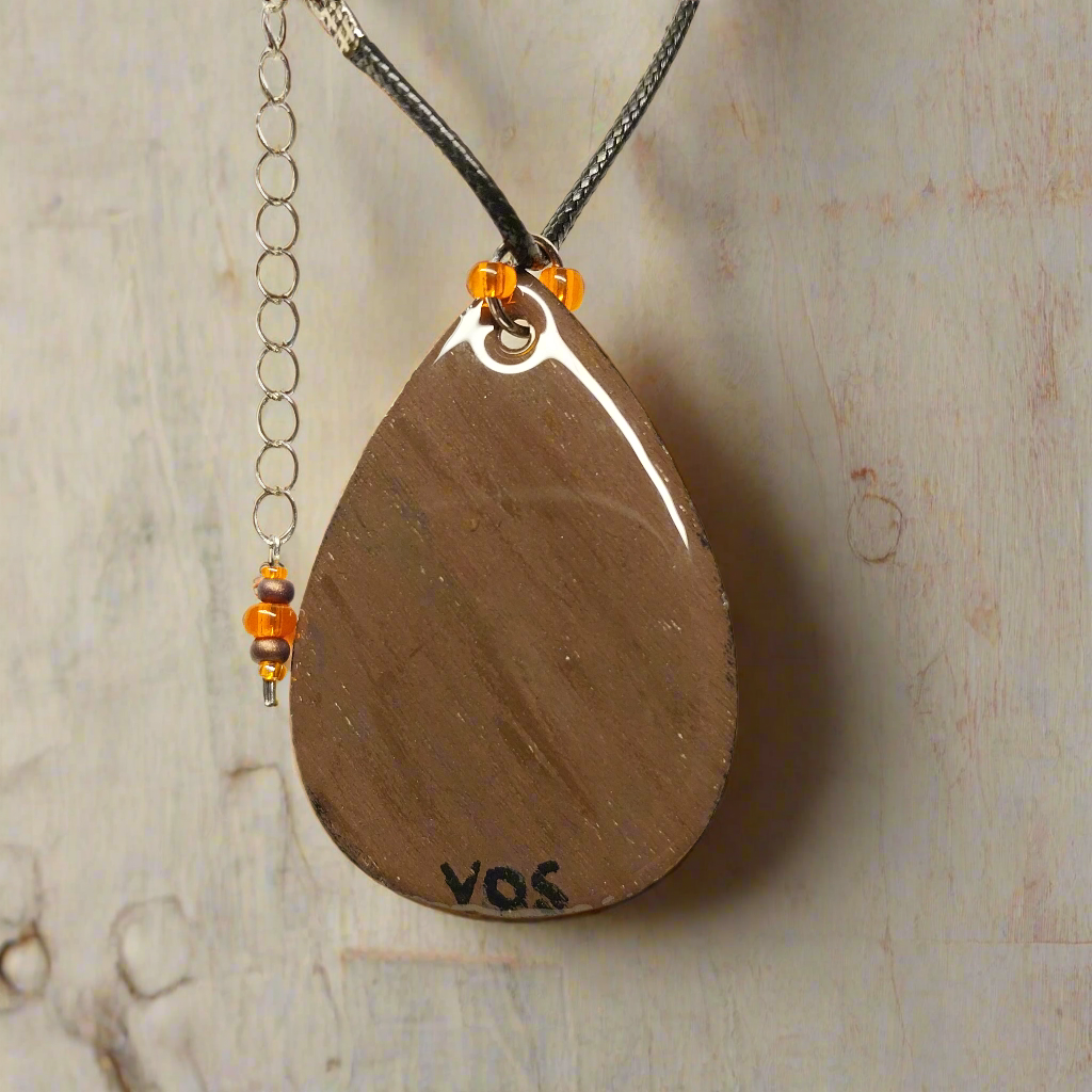 Hand-painted Sacral Chakra Necklace Infused With Selenite Crystal