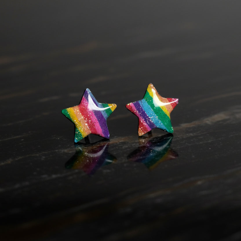 Handmade Rainbow Star Stud Earrings
