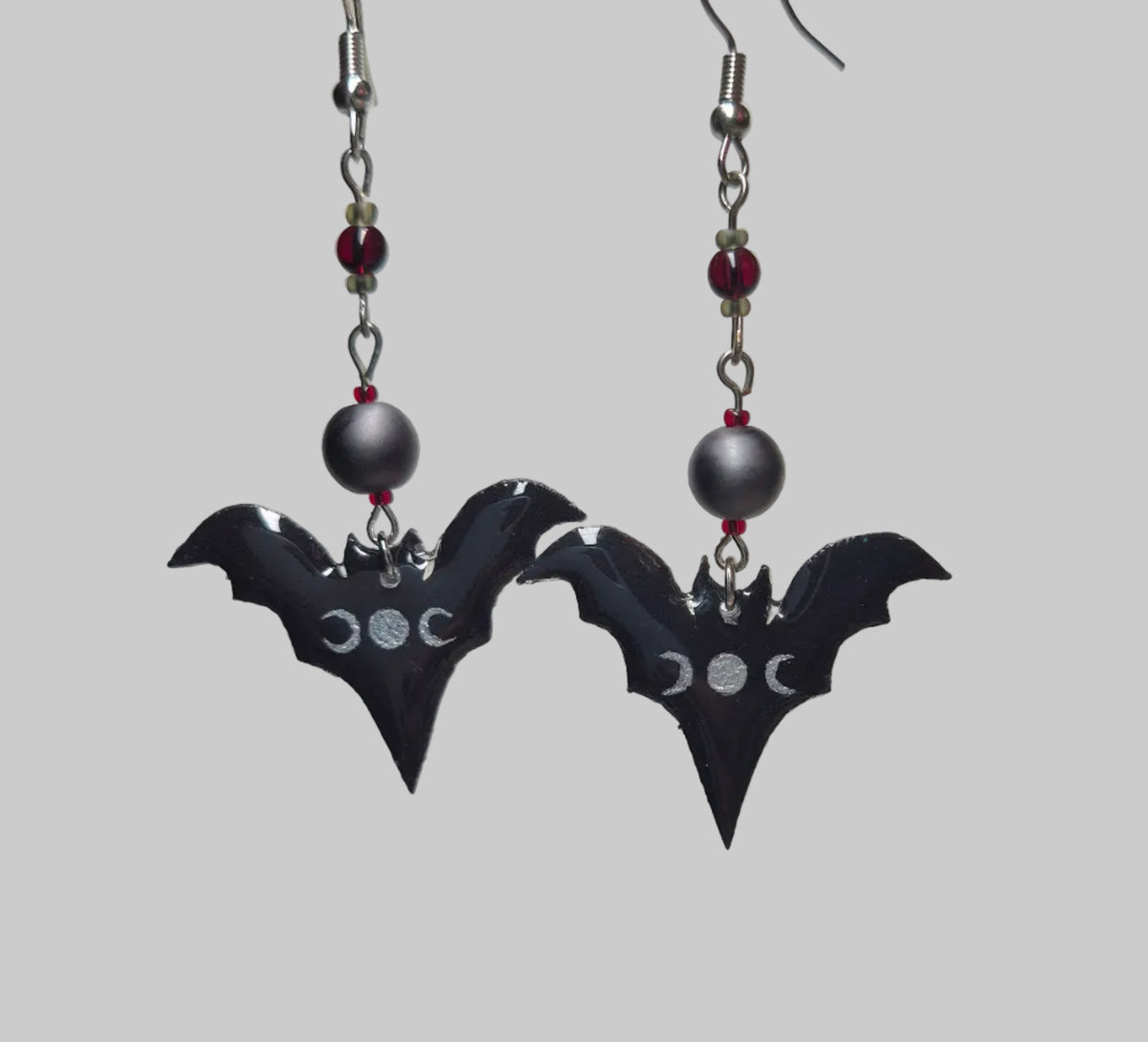 Handmade Triple Moon Bat Romance Earrings