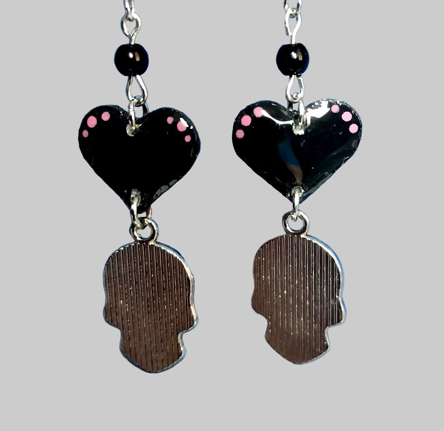 Sugar Skull Earrings With Handmade Hearts