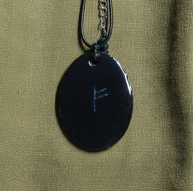 Handmade Fehu Prosperity Bay Leaf Necklace Infused With Selenite Crystal