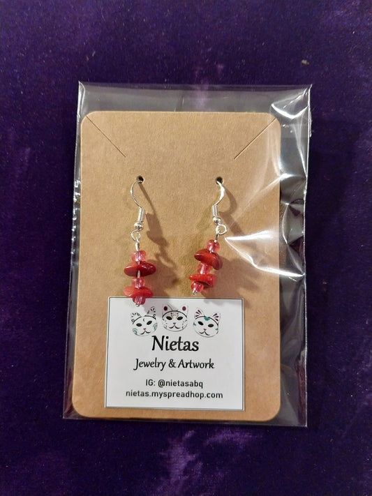 Red Chip Stone Earrings