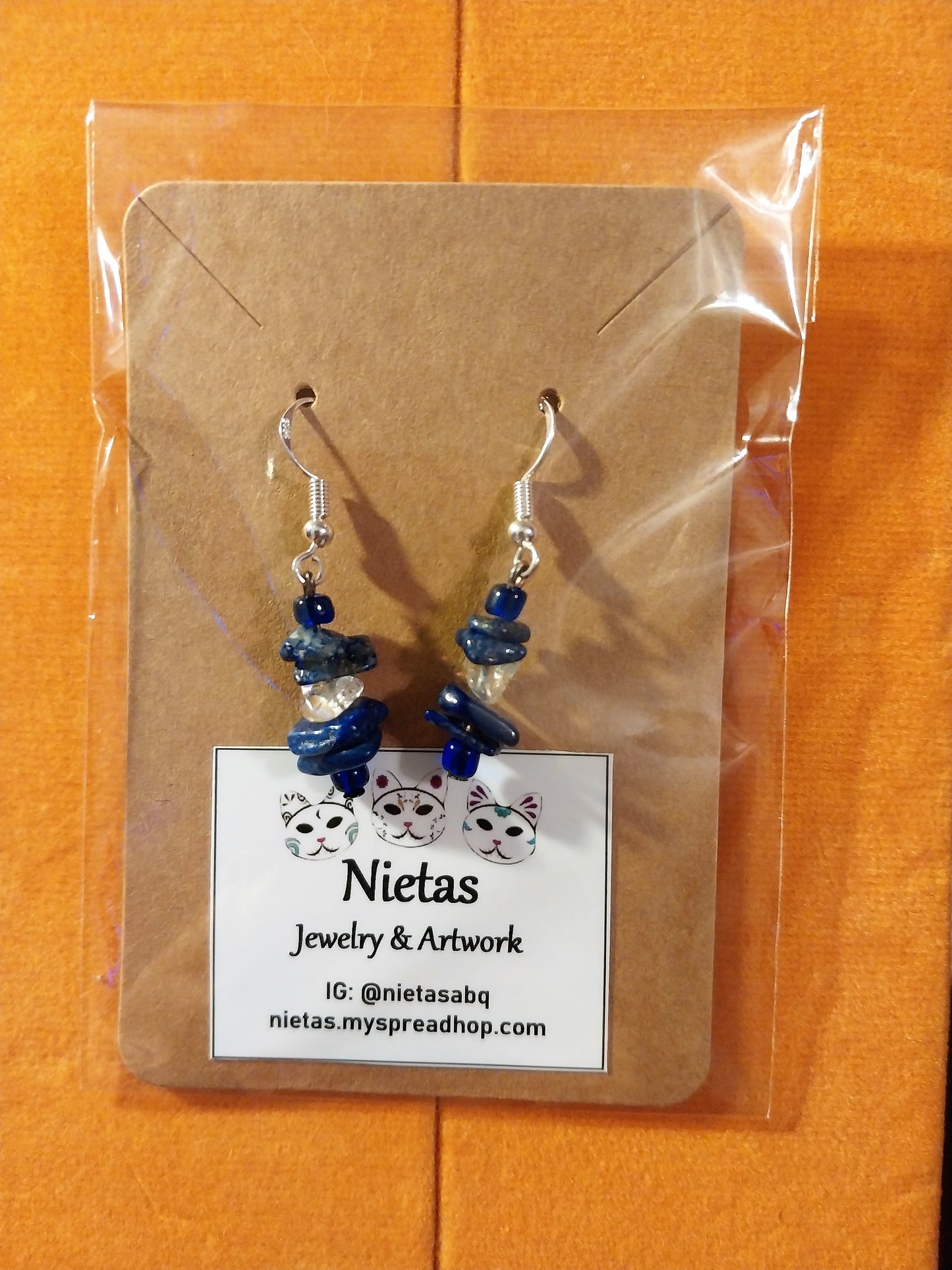 Lapis Lazuli and Clear Quartz Earrings