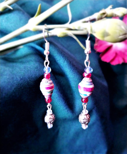 Colorful Handmade Paper Bead Earrings