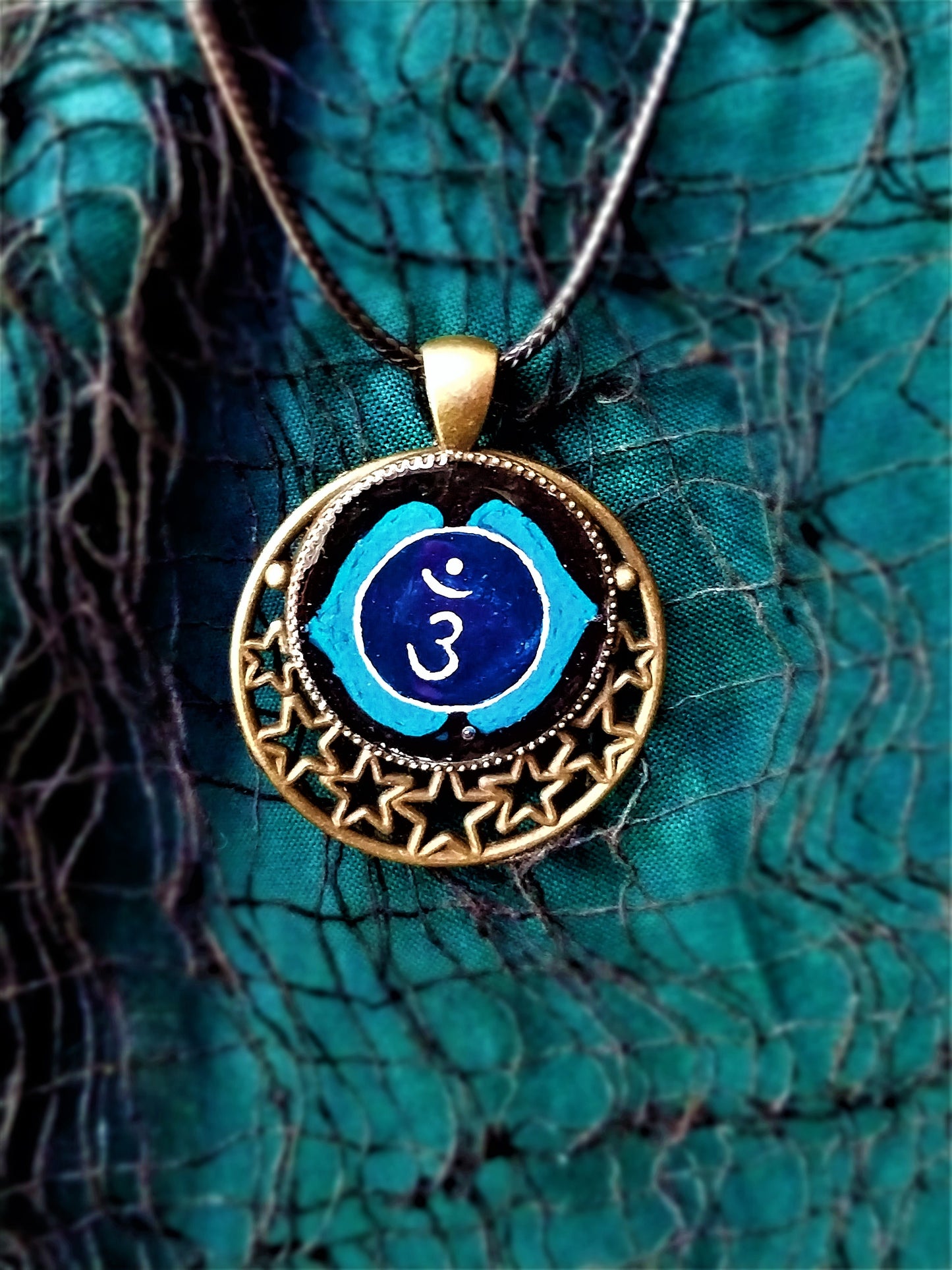 Hand-painted Third-Eye Chakra Necklace Infused With Selenite Crystal