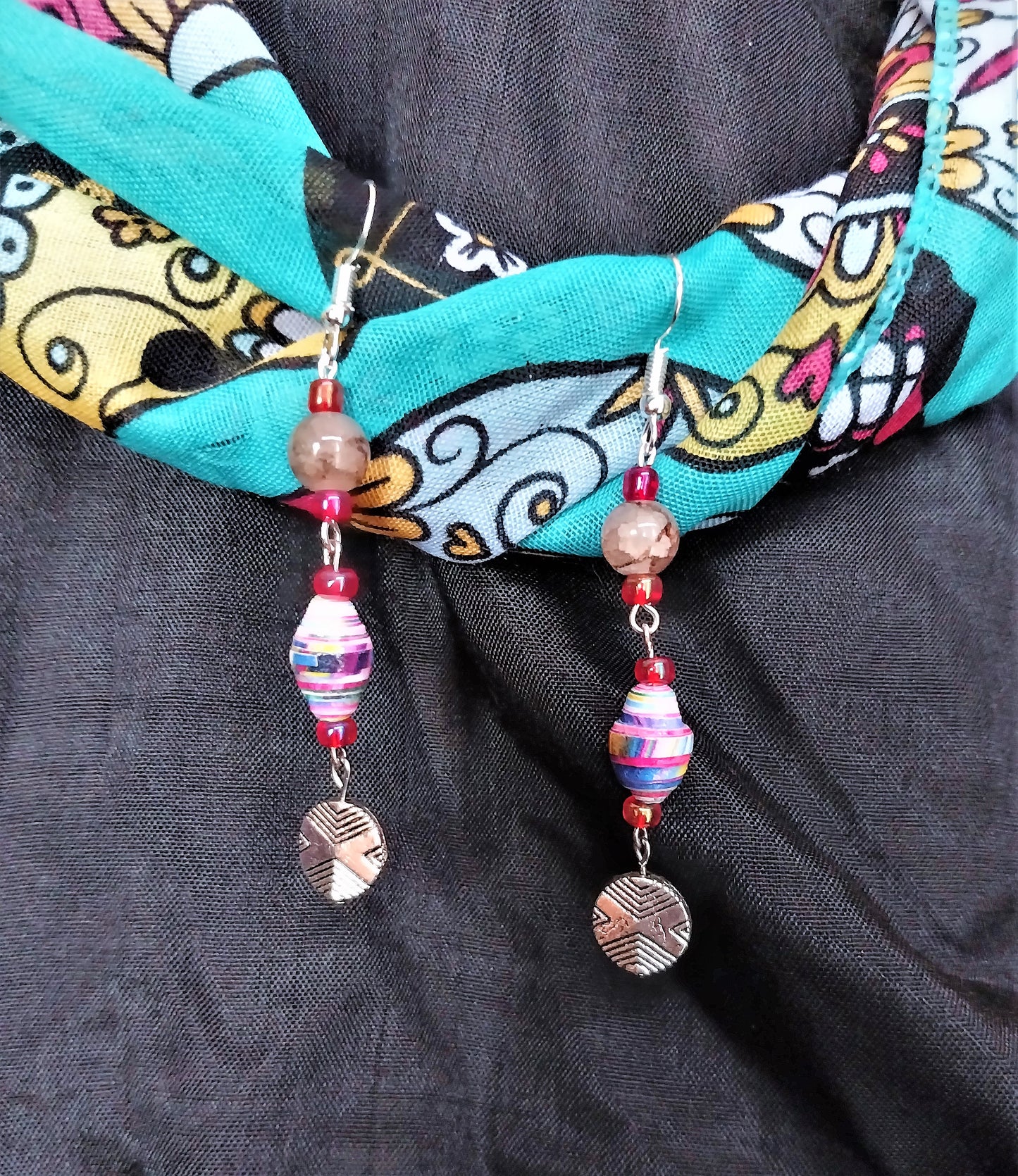 Art Deco-Style Earrings With Multicolored Handmade Beads
