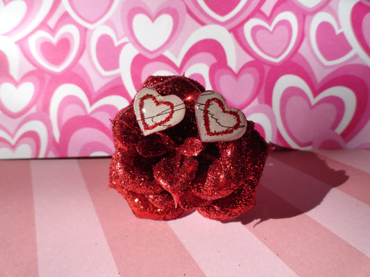 Glitter Heart Stud Earrings