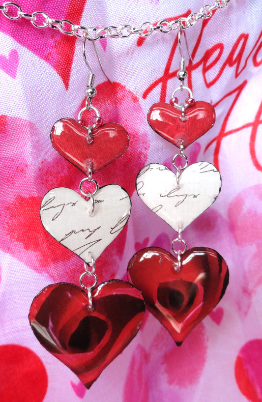 Triple Heart Earrings