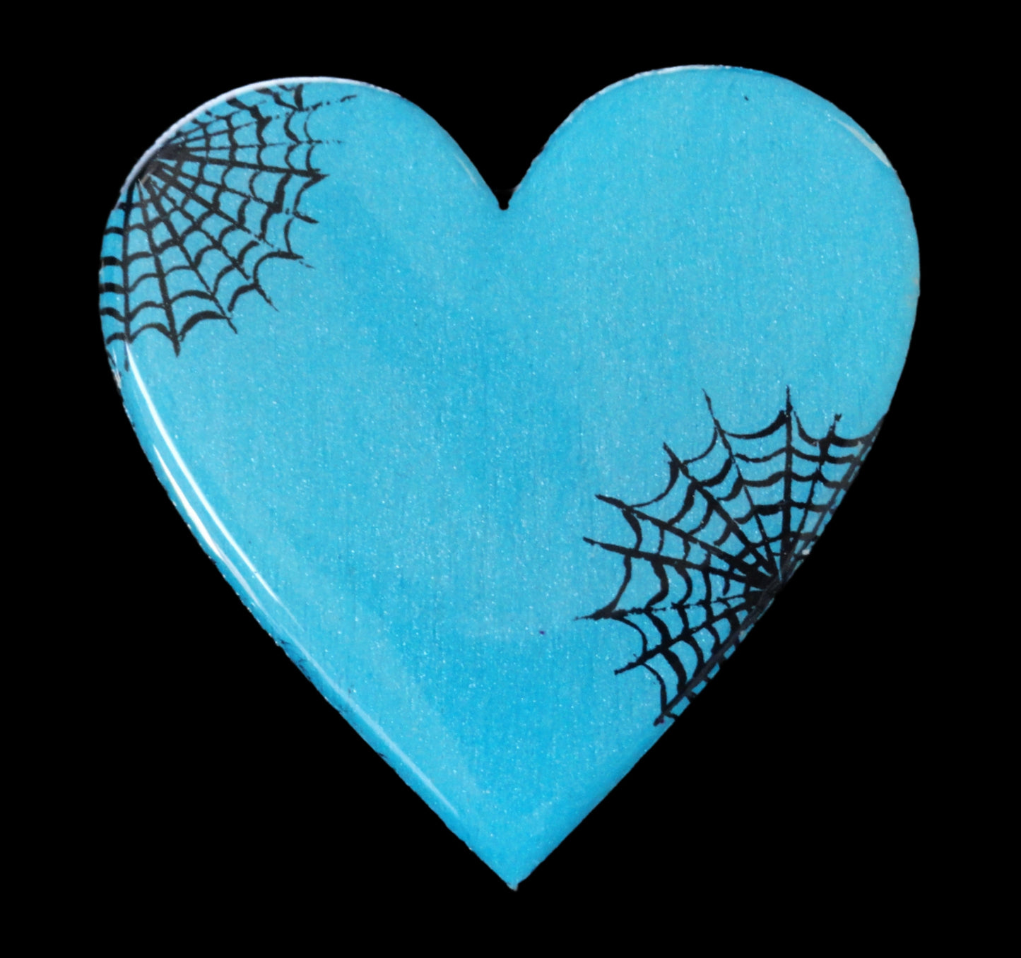 Hand-painted Wood and Resin Spiderweb Heart Magnets In Multiple Colors