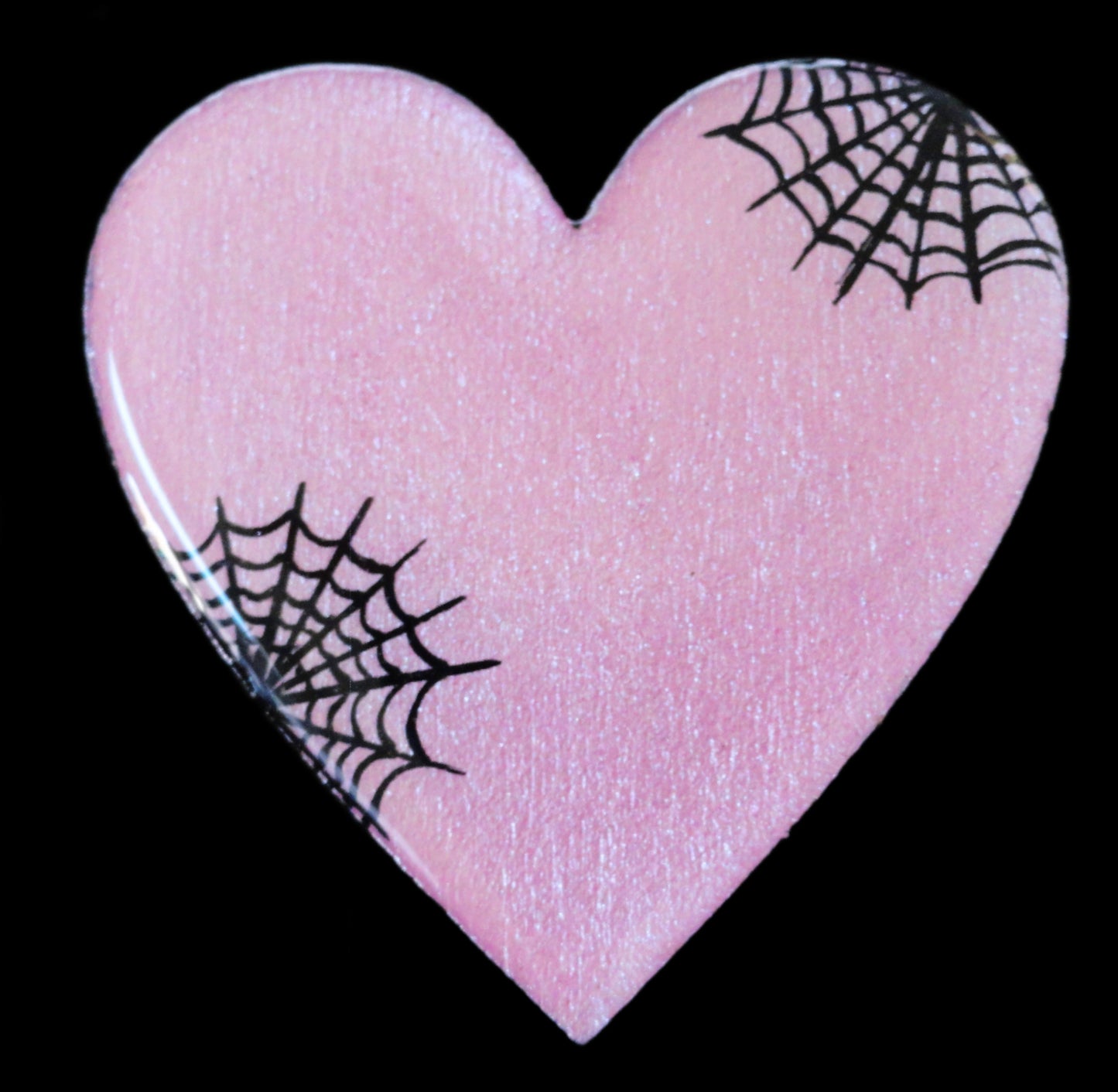 Hand-painted Wood and Resin Spiderweb Heart Magnets In Multiple Colors