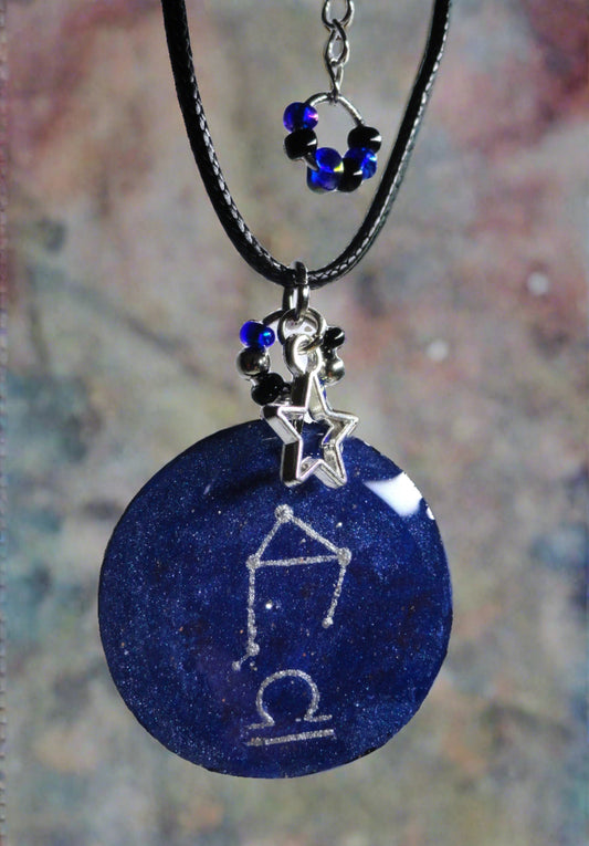 Hand-painted Libra Astrological Star Necklace