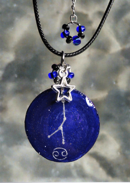 Hand-painted Cancer Astrological Star Necklace