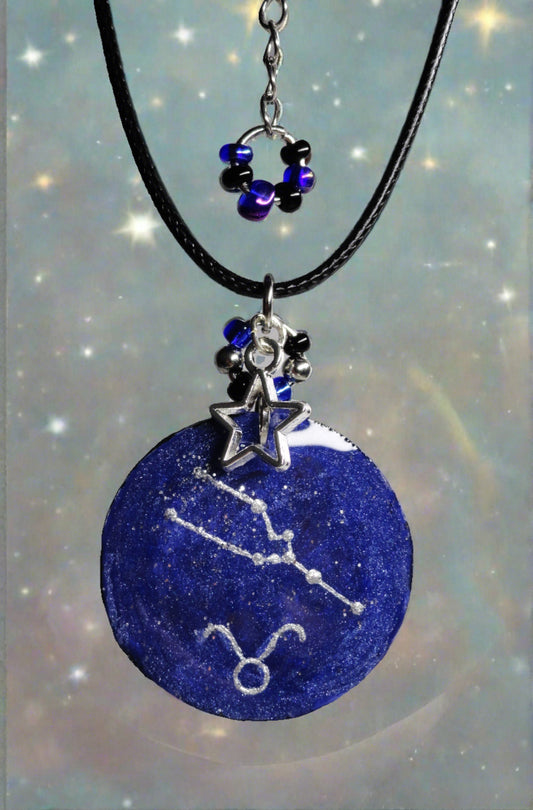 Hand-painted Taurus Astrological Star Necklace