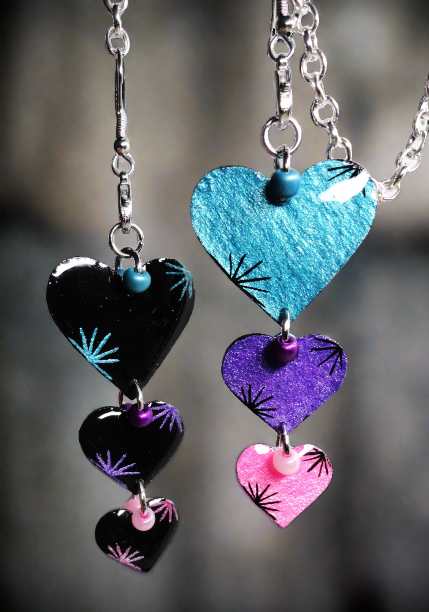 Reversible Starburst Heart Earrings