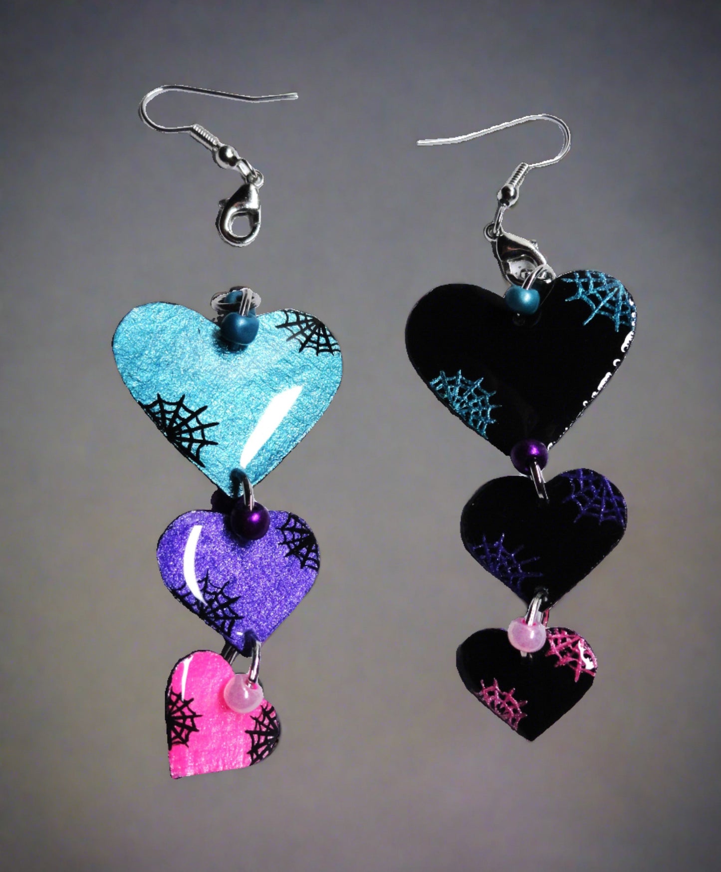 Reversible Spiderweb Heart Earrings