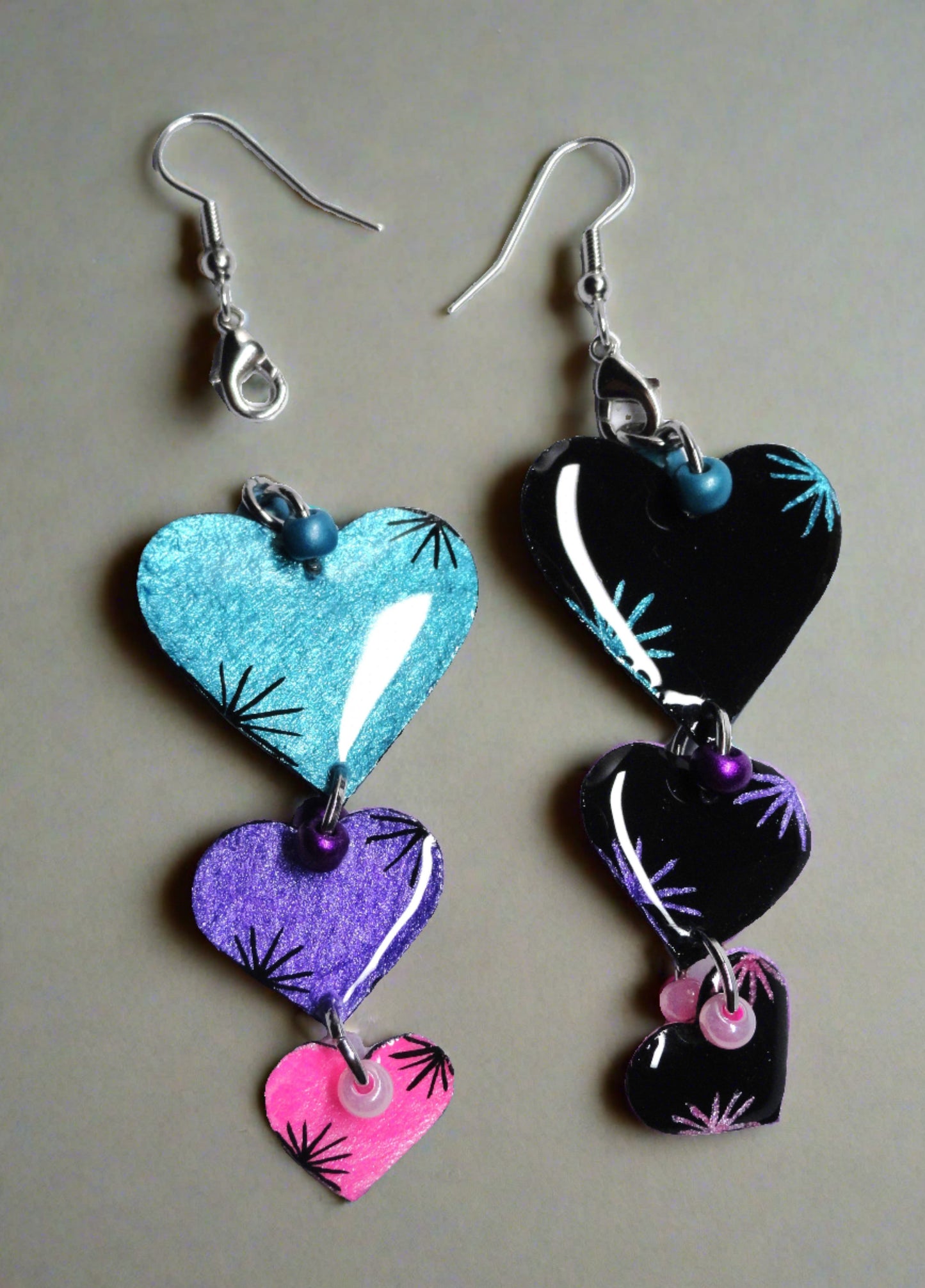 Reversible Starburst Heart Earrings