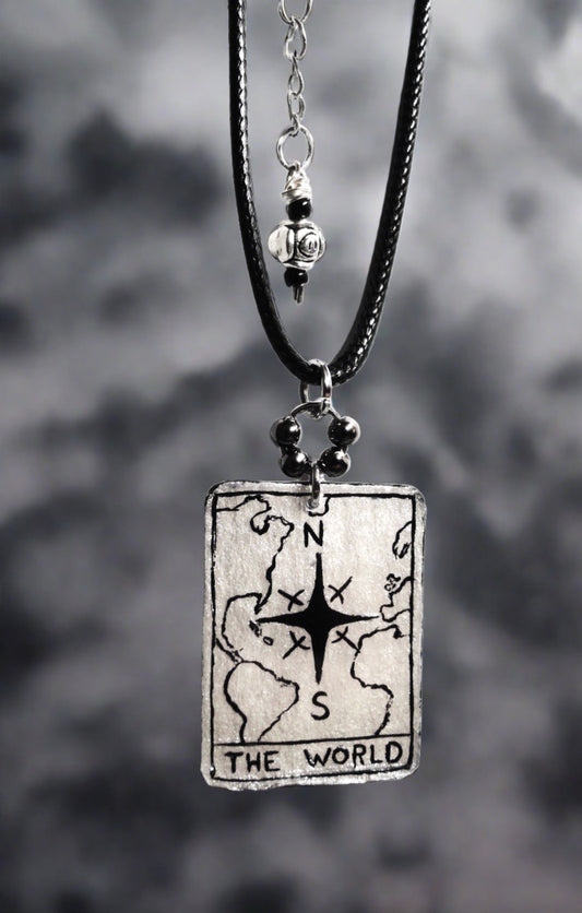 Hand-painted World Tarot Card Necklace
