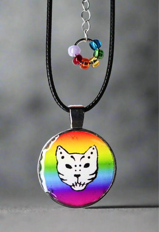 Meows and Rainbows Digital Art Necklace