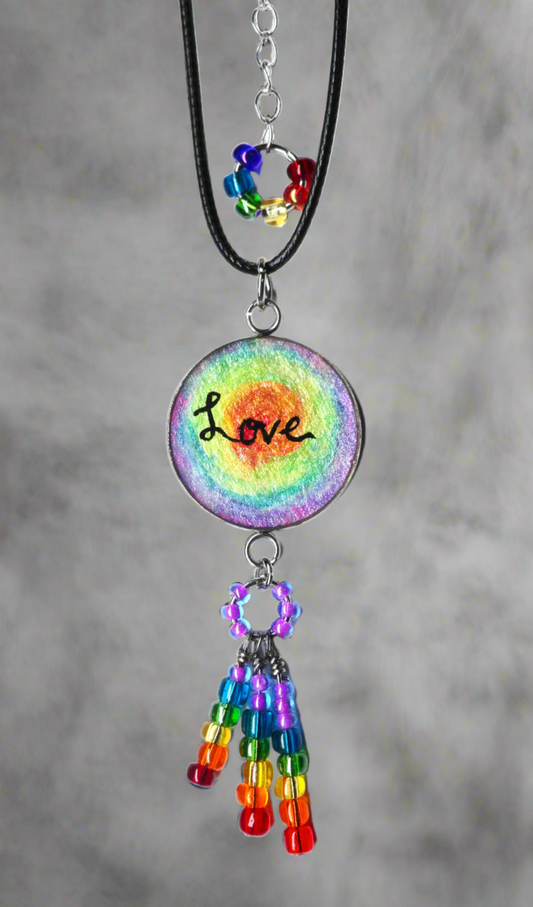 Hand-painted Rainbow Love Necklace